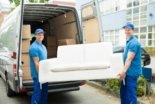 Removal team preparing for a local move in Kennington near residential flats