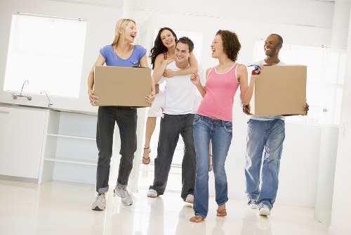 Office relocation planning in Kennington with packed moving boxes