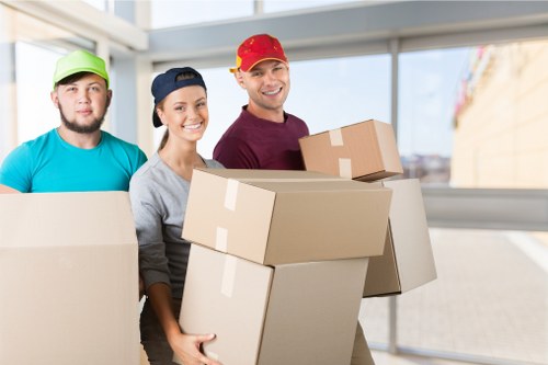 Boxes and household items ready for transport on move day