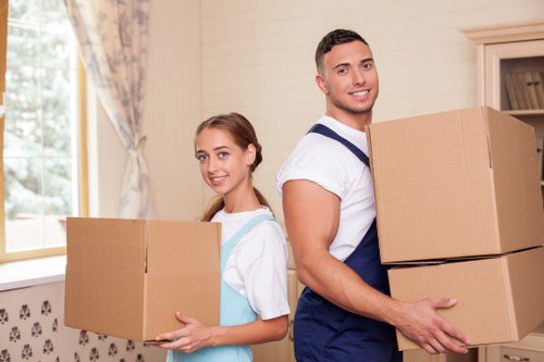 Furniture and boxes loaded for a cubic-yard estimate